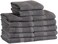 GOLD TEXTILES Cotton Salon Towels (12-Pack, Dark Grey,16x27 inches) - Soft Absorbent Quick Dry Gym-Salon-Spa Hand Towel (100% (Dark Grey)