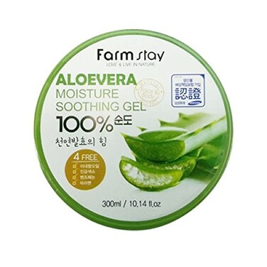 FARMSTAY Aloe Vera Moisture Soothing Gel - Hydrating Face Moisturizer - After Sun Gel for UV-Exposed Skin - Lightweight Body Moisturizer - 10.14 oz