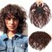 Jowxsx 2 Clips,Light Brown Wig Pieces for Top of Head, Curly Hair Topper Replacement Fluffy Hairpiece Seamless Clip in Top Wiglet for Women Thin Hair Hairpieces