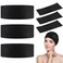 128 Pieces Disposable Spa Facial Headbands Stretch Non Woven Facial Headbands Soft Skin Care Hair Band with Convent Closure for Women Girls Salons Esthetician Supplies, Black Large
