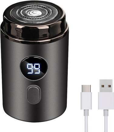 Electric Mini Razor Pockets Shaver for Men,Floating Big Shave Head Quick Shave, Waterproof IPX7 Mini Portable Shaver,USB C Charge LED Power Display Mini Trimmer, Great for Travel,Car,Home Use (Gray)