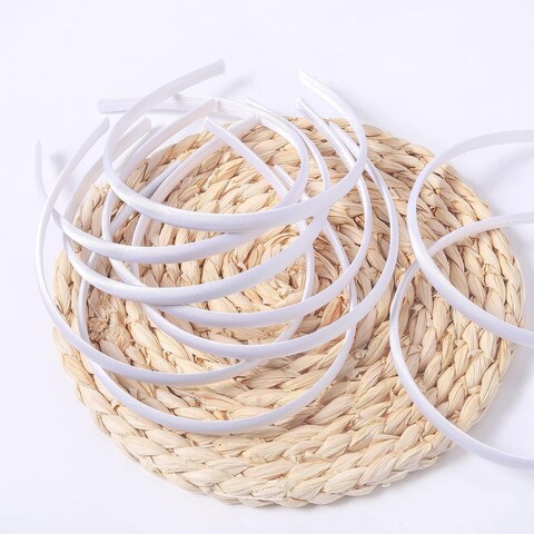 Candygirl Girls&#39; DIY Satin Covered Headbands 1cm Width 36cm Circle Size (20pcs White)