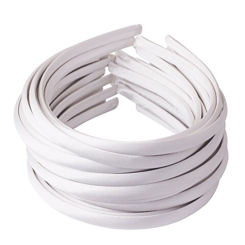 Candygirl Girls&#39; DIY Satin Covered Headbands 1cm Width 36cm Circle Size (20pcs White)