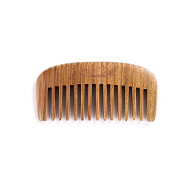 Hair and Beard Comb - Wide Tooth Sandalwood Comb - No Static Pocket Size Wood Comb for Men and Women