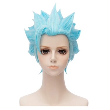 Thing Wig One Short Blue Fluffy Funny Crazy Cosplay Wig Heat Resistant Full Synthetic Hair (Not Styled)