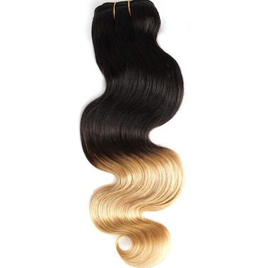 Beauty Ombre Hair Extension Grade 7A Remy Brazilian Virgin Human Hair Body Wave Hair Weave Two-tone Color #1B/27 14 Inch 1 Bundle