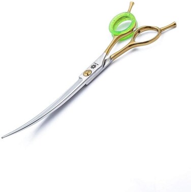 6/7 inch Barber Scissors Shear Curved - Hair Cutting Scissors Two-way Bent Blade Scissor Japanese 440C Steel - Hair Stylists Shears with Twin Tail (C-7 inch-Curved Scissor)