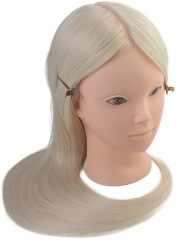 24" Cosmetology Makeup Face Painting Mannequin Manikin Heads with Hair,Salon Styling Practice Braiding Doll Head- Synthetic Hair -Blonde Color