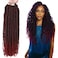 9packs/lot Faux Locs Crochet Hair 20inch Red Curly Soft Distressed Locs Wavy Crochet Braids Dreadlocks Burgundy Synthetic Goddess Faux Locs Braiding Hair Extensions (20 Inch (pack of 9), T1B/bug)