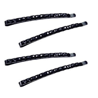 4Pcs Black Rhinestone Barrettes, Shiny Hair Pin, Crystal Diamond Bobby Pin, Hairpin, Sparkly Hair Decoration for Women Clip Bangs Metal Hair Clip Hair Pins