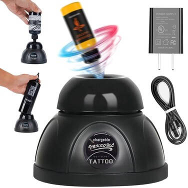 Lab Mini Vortex Mixer, Tattoo Ink Nail Polish Pigment Paint Shaker,Touch Function 5200rpm for Charging,for Tattoo Ink Gel Polish Eyelash Adhesives Acylic Paints Test Tubes (Chargeable Style Black)