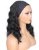 Black Wavy Headband Wig For Black Women Curly Half Wigs With Headband Attached Synthetic Wrap Wigs Turban Wigs For Women(Black)