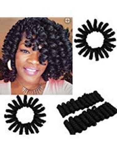AYASAL 3 Packs Synthetic Short Curly Hair Extension for Black Women - Eunice Hair Kenzie Curl Crochet Braids 20 Strands/Pack (20 inch, Black, 3 Count)