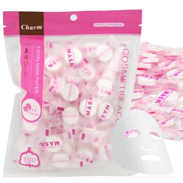 100 Pieces Compressed Cotton Facial Mask Sheets, Disposable DIY Mask Paper Beauty Tool for Skin Care, Cotton Masks for Home, Travel