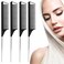 Rat Tail Comb，Parting Comb, Metal Long Steel Pin Rat Tail Combs set，Combs for Hair Stylist，Hair Combs for Women（4Packs,Black）