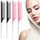 Rat Tail Comb，Parting Comb, Metal Long Steel Pin Rat Tail Combs set，Combs for Hair Stylist，Hair Combs for Women（4Packs,Black，Pink）