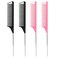 Rat Tail Comb，Parting Comb, Metal Long Steel Pin Rat Tail Combs set，Combs for Hair Stylist，Hair Combs for Women（4Packs,Black，Pink）