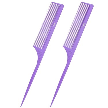Rat Tail Comb Parting Comb：2Pcs Rat Tail Combs for Women，Fine Tooth Parting Tip Carbon Fiber Root Teasing Anti Static Tail Comb，Hair Combs for Styling（2Pcs Purple）