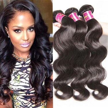 UNice Hair Icenu Series 16 18 20 22inch Brazilian Body Wave 4 bundles, 100% Real Unprocessed Virgin Human Hair Extensions Natural Black Color