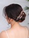 Denifery Rose Gold Bridal Hair Comb Clip Leaf Wedding Headpiece Pearl Rhinestone Hair Comb Rose Gold Hair Accessory for Bridal Bridesmaid Women