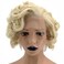 ANOGOL Hair Cap+ 13 * 1 Middle Part Light Blonde Lace Front Wig Synthetic Hair Short Curly 613 Blonde Bob Wigs Glueless Natural Hairline For Women
