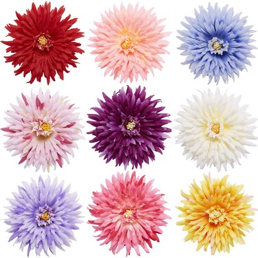 9 Pack Fake Artificial Silk Gerbera Chrysanthemum Daisy Flower Sunflower Daisies Hair Clips Barrettes Bow With Alligator Brooch Pins Tropical Hair Piece Beach Wedding Party Bohemian Hawaiian for Women