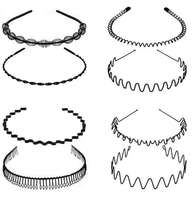 8 Pcs Unisex Wavy Headband Metal Hair Band Elastic Non Slip Hair Hoop Sports Fashion Headwear,Men and Women Makeup Headband Hair Hoop