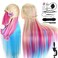 Mannequin Head with Hair, MYSWEETY 29 Inch Colorful Hair Mannequin Head Hairdressing Practice Training Doll Heads Cosmetology Hair Styling Mannequins Heads with Clamp + Practice Tools