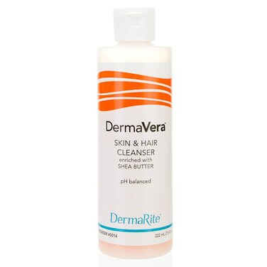 DermaRite DermaVera Skin &amp; Hair Cleanser - Shampoo and Body Wash with Moisturizing Shea Butter, pH Balanced - 7.5 oz., 2 Count