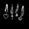 2 Pcs Cherry Metal Snap Hair Clips Silver Color Cross Heart Hair Barrettes Clips with Pendant Girls Hair Accessories