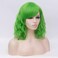 BUFASHION 14" Women Short Wavy Curly Wig Green Bob Wig Cosplay Halloween Synthetic Wigs with Side Bang Wig(Green)