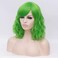 BUFASHION 14" Women Short Wavy Curly Wig Green Bob Wig Cosplay Halloween Synthetic Wigs with Side Bang Wig(Green)