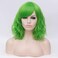 BUFASHION 14" Women Short Wavy Curly Wig Green Bob Wig Cosplay Halloween Synthetic Wigs with Side Bang Wig(Green)