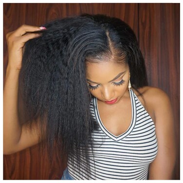 5x5 HD Lace Closure Wigs Human Hair Kinky Straight 200 Density,Glueless Wigs Human Hair Pre Plucked Bleached Knots With Baby Hair for Black Women (18", 5x5 HD lace closure wig)