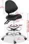 Grace &amp; Grace Professional Saddle Stool Chair with Back Support, Hydraulic Ergonomic Saddle Seat Stool with Wheels for Clinic Dentist Spa Massage Salons Studio (Black, with Foot Rest)