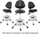 Grace &amp; Grace Professional Saddle Stool Chair with Back Support, Hydraulic Ergonomic Saddle Seat Stool with Wheels for Clinic Dentist Spa Massage Salons Studio (Black, with Foot Rest)