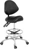 Grace &amp; Grace Professional Saddle Stool Chair with Back Support, Hydraulic Ergonomic Saddle Seat Stool with Wheels for Clinic Dentist Spa Massage Salons Studio (Black, with Foot Rest)