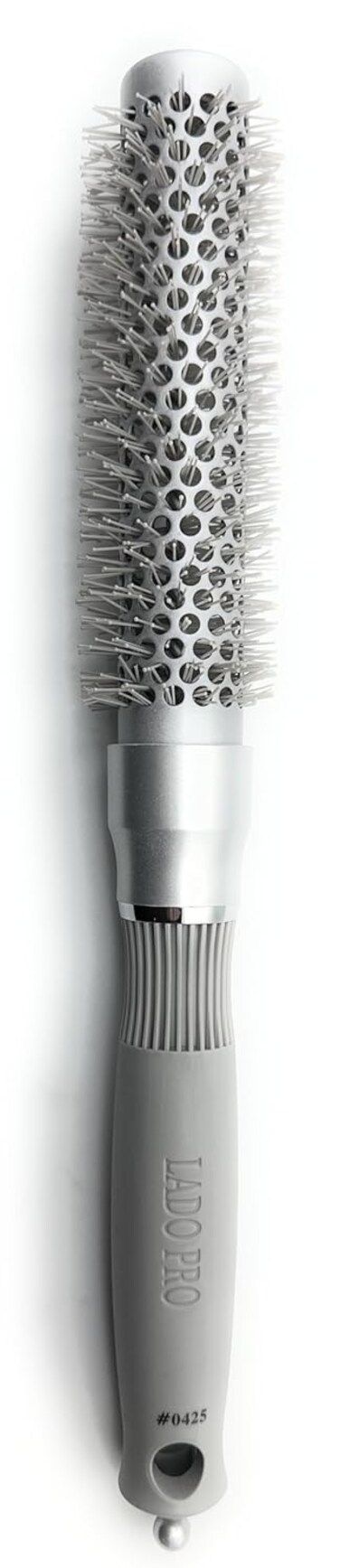 Long Barrel Ceramic + Ionic Round Thermal Hair Brush #0425, Silver