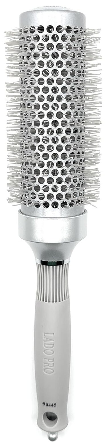 Long Barrel Ceramic + Ionic Thermal Hair Brush 2.5 Inch #0445, Silver