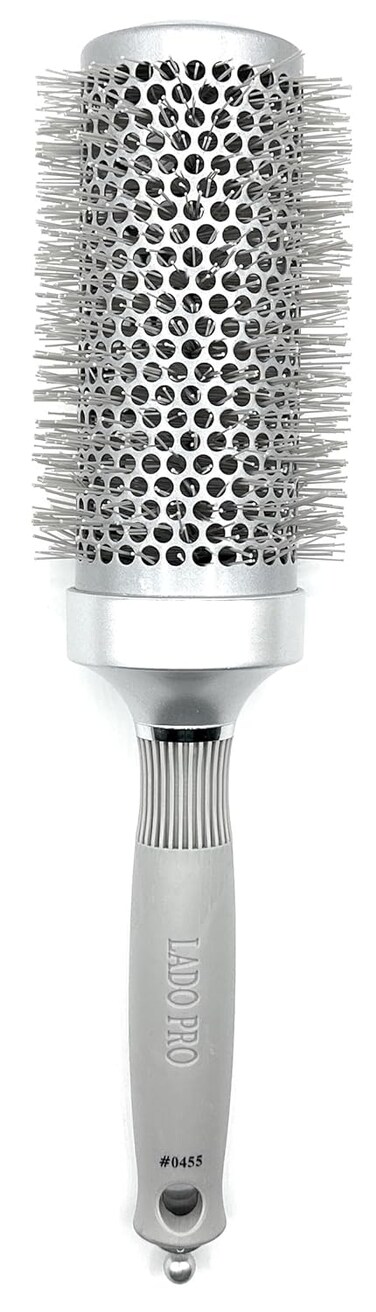 Long Barrel Ceramic + Ionic Thermal Hair Brush 3 Inch #0455, Silver