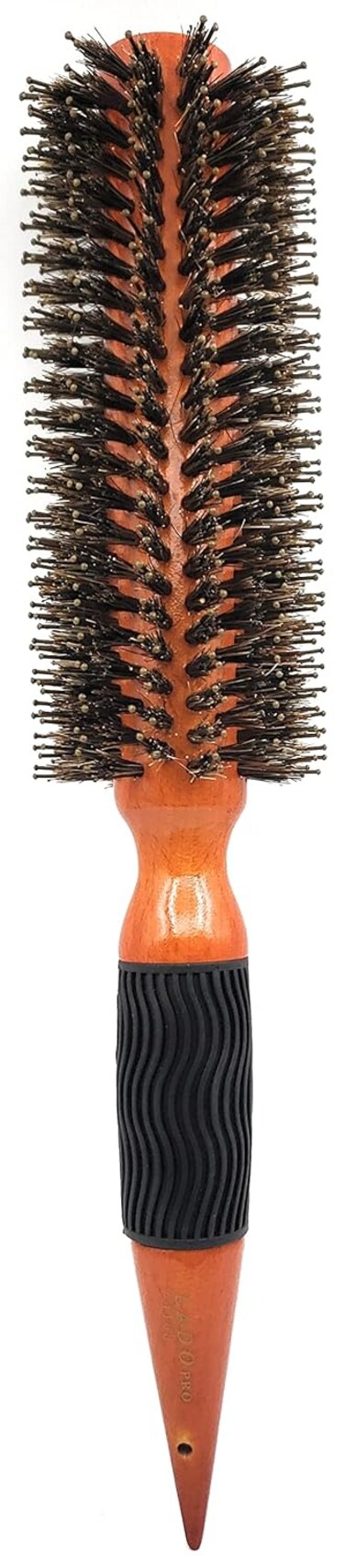 Long Barrel Nylon &amp; Boar Bristle Round Wood Hair Brush #4103 (Large, 2 1/4 inch)