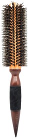 Long Gold Barrel Double Nylon &amp; Boar Bristle Round Wood Hair Brush (Large, 2 1/4 inch)