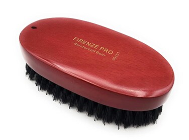 Firenze Pro Boar Bristle 9-Row Reinforced Oval Palm Wave Brush #9151 - Crimson