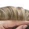 Ultra Thin Skin Mens Toupee Human Hair System 0.06mm Poly PU Wigs Toupee for Men Hair Pieces Black Brown Blonde Gray Hair Replacement Hairpieces for Men 8X10"-90% Light Density, 20# Light Ash Blonde
