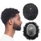 Afro Toupee for Black Man Human Hair Kinky Curly Hairpieces Men Weave Hair Replacement Systems African American Mens Toupee (8MM- Wave, 1B# Off/Natural Black)
