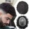 Afro Toupee For Black Mens Hair Replacement System PU Injection Afro Men Weave Units African American Men Curly Hairpieces 10mm Wavy-1B# Natural Black