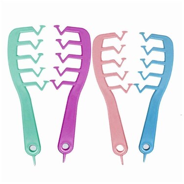 Z-Shaped Wide Tooth Comb for Detangling and Styling Curly Hair - Large Hairdressing Tool with Puff Bangs Design for Girls, Home, and Salon Use