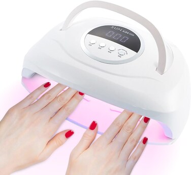 320W UV LED Nail Lamp, Professional UV Nail Dryer Light with 84Pcs Lamp Beads, Fast Gel Curing Lamp 4 Timer Setting Auto Sensor, Portable Handle Gel Polish Lamp for Salon and Home Nail Art Tools