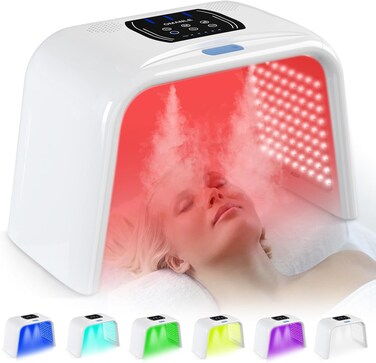 Holsn Red Light Therapy for Face Body 7 Color LED Therapy Light Photon LED Light Therapy Lamp with Spray, Professional LED Face Mask Light Therapy Mask Facial Beauty Machine SPA Skin Care Rejuvenation