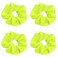 4Pcs Neon Hair Scrunchies, 80s Hair Accessories - Soft Elastic Hair Bands, Hair Ties &amp; Ponytail Holders for Women and Girls (Yellow)